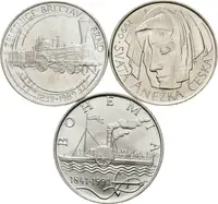 50 Kčs 1989 - Železnice Břeclav - Brno, 1990 - Anežka Česká, 1991 - parník Bohemia_3 ks — 1