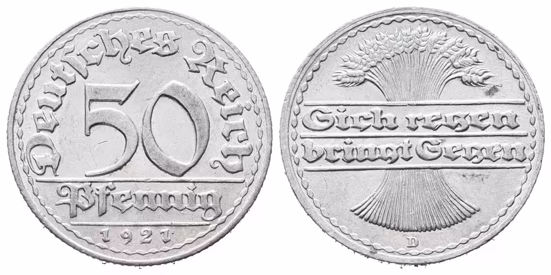 Výmar, 50 Pfennig 1921 D