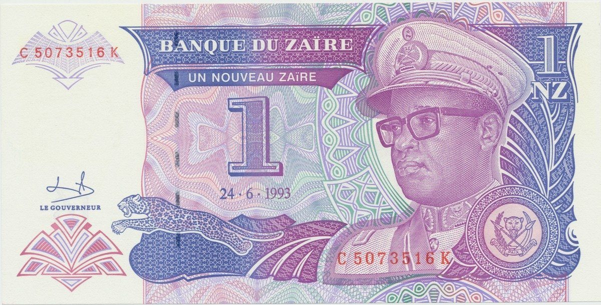 Zaire, 1 Nouveaux Zaire 1993, P.52a
