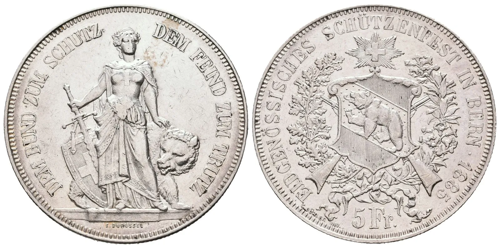 5 Frank 1885 - Střelby v Bernu (raženo 25000 ks), KM.S17, — 1