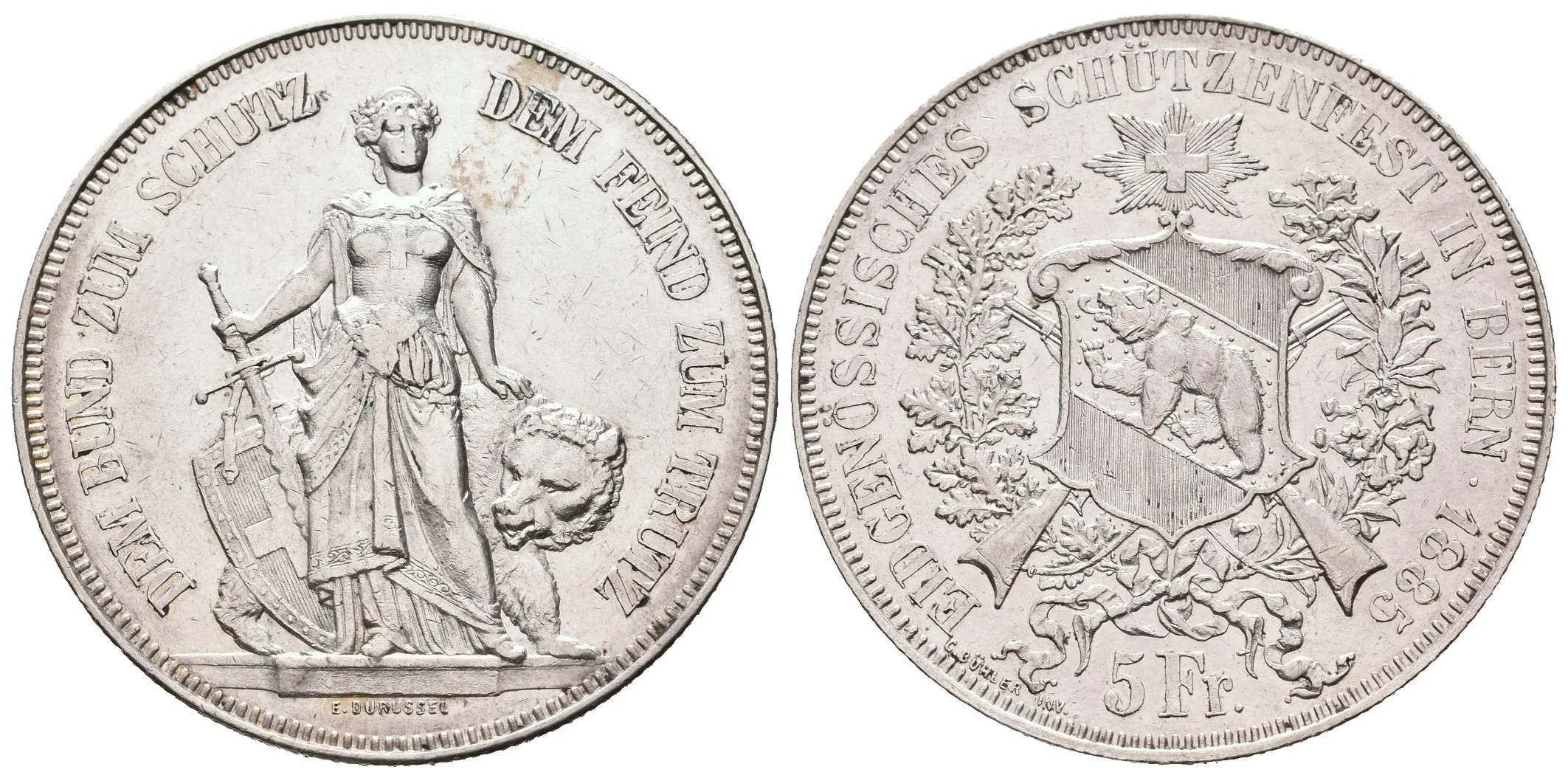 5 Frank 1885 - Střelby v Bernu (raženo 25000 ks), KM.S17, — 1
