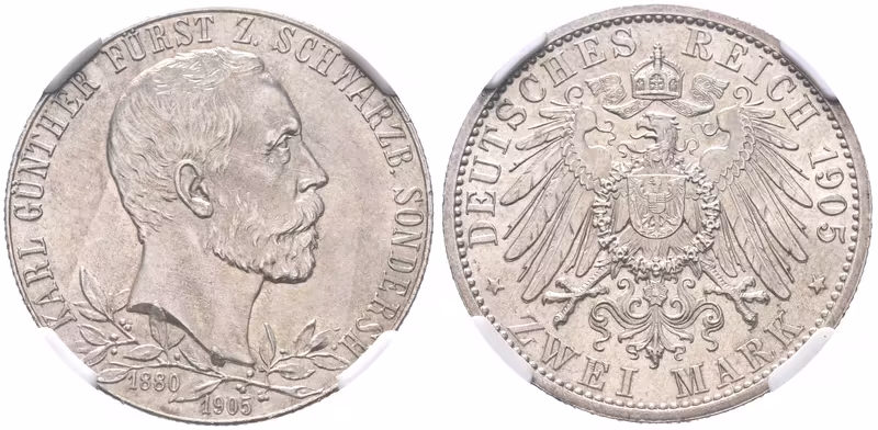 Schwarzburg, 2 Marka 1905 - Pamětní, MS 63