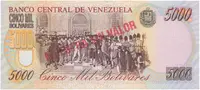 Venezuela, 5000 Bolivares 1998, anulát - MUESTRA SIN VALOR, P.78cs - fotografie 2