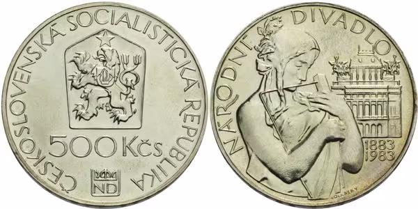 500 Kčs 1983 - Národní divadlo v Praze, varianta - chybná signatura KOLAŘSKY
