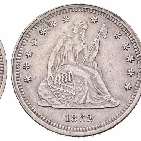 1/4 Dollar 1862, KM.A64.2, velmi pěkná zachovalost, patina,