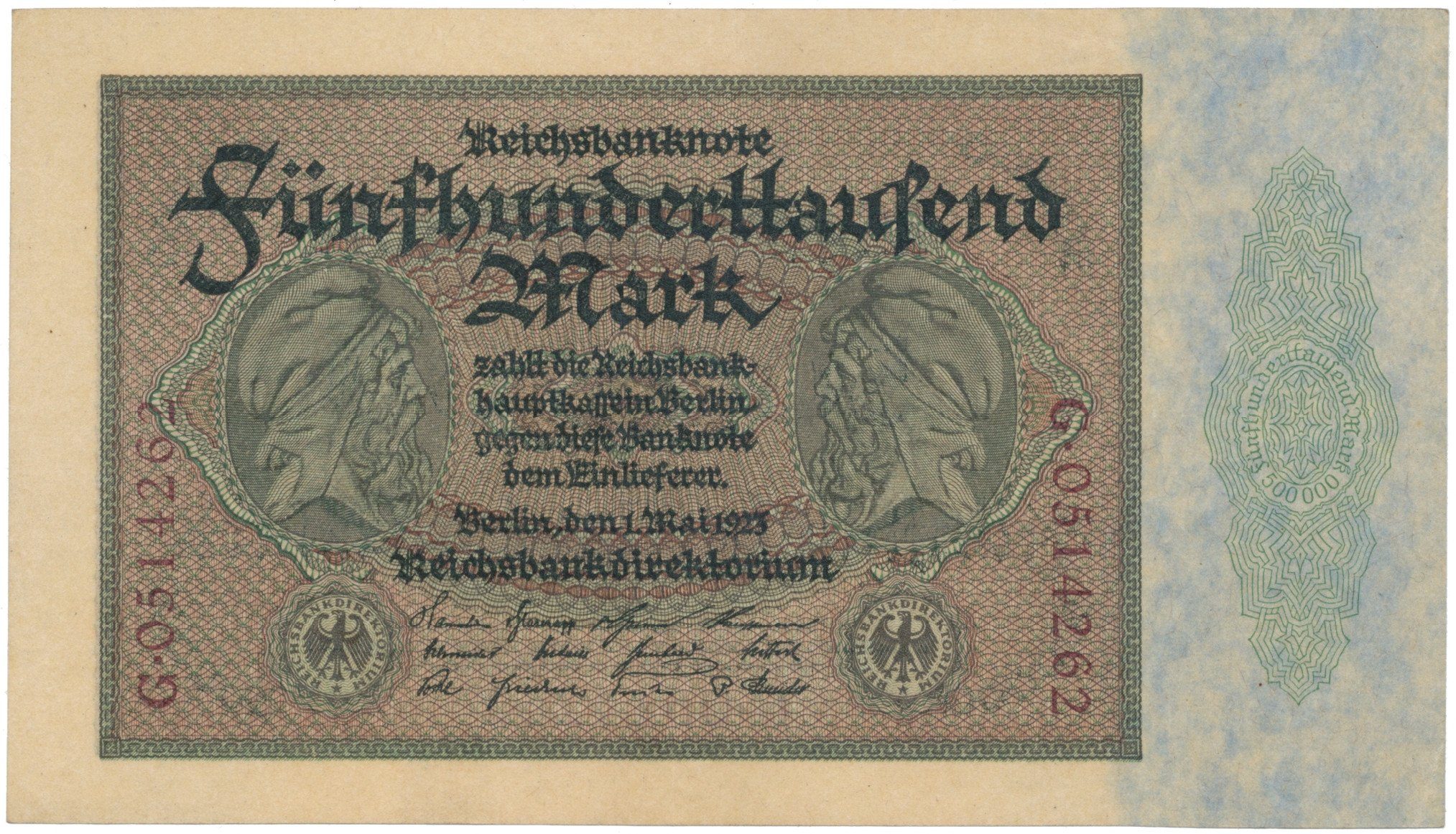 Německo, 500000 Mark 1923, Ro.87a