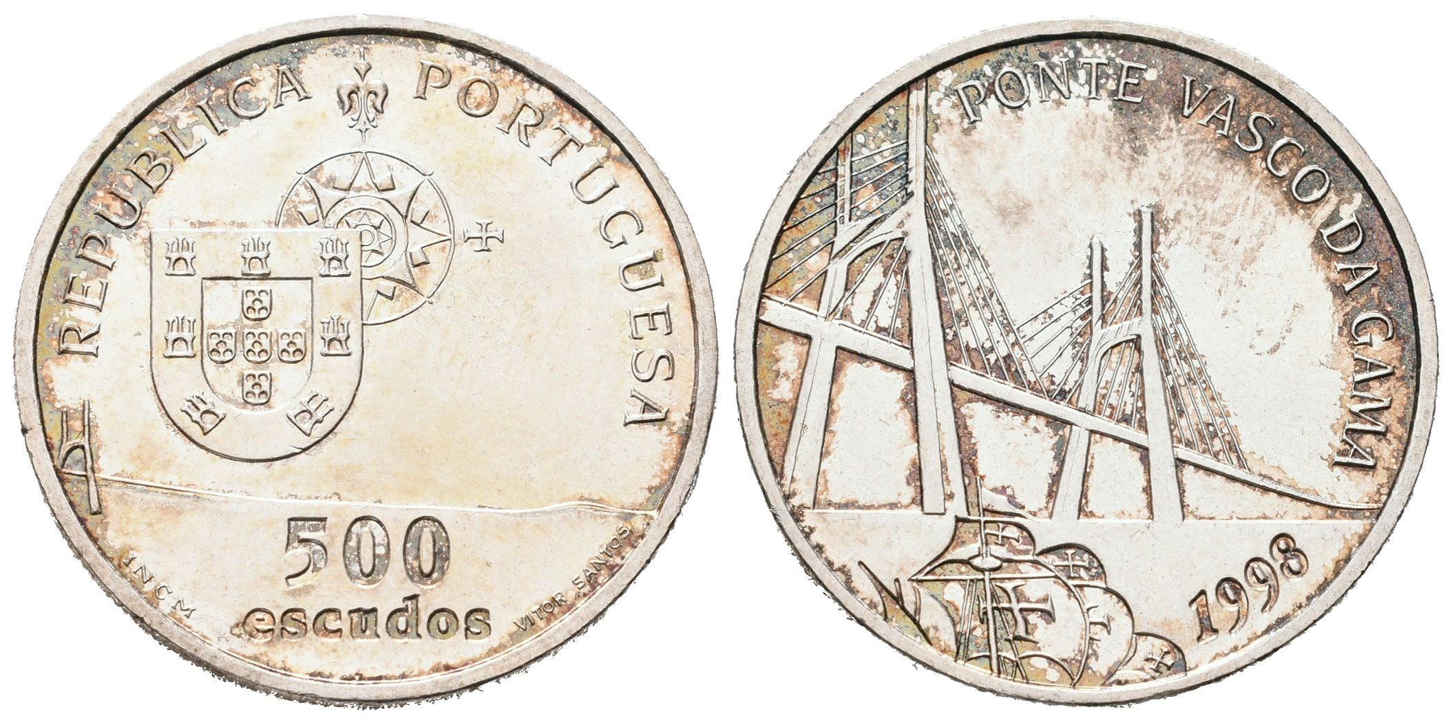 Portugalsko, 500 Escudos 1998 - Otevření mostu Vasco da Gama
