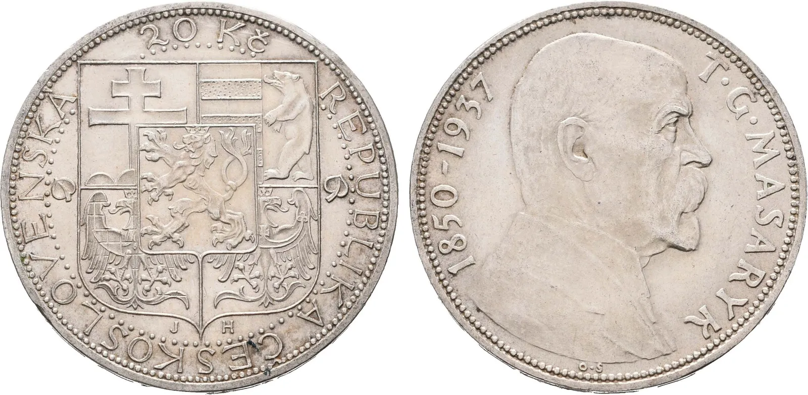 20 Koruna 1937 - T. G. Masaryk