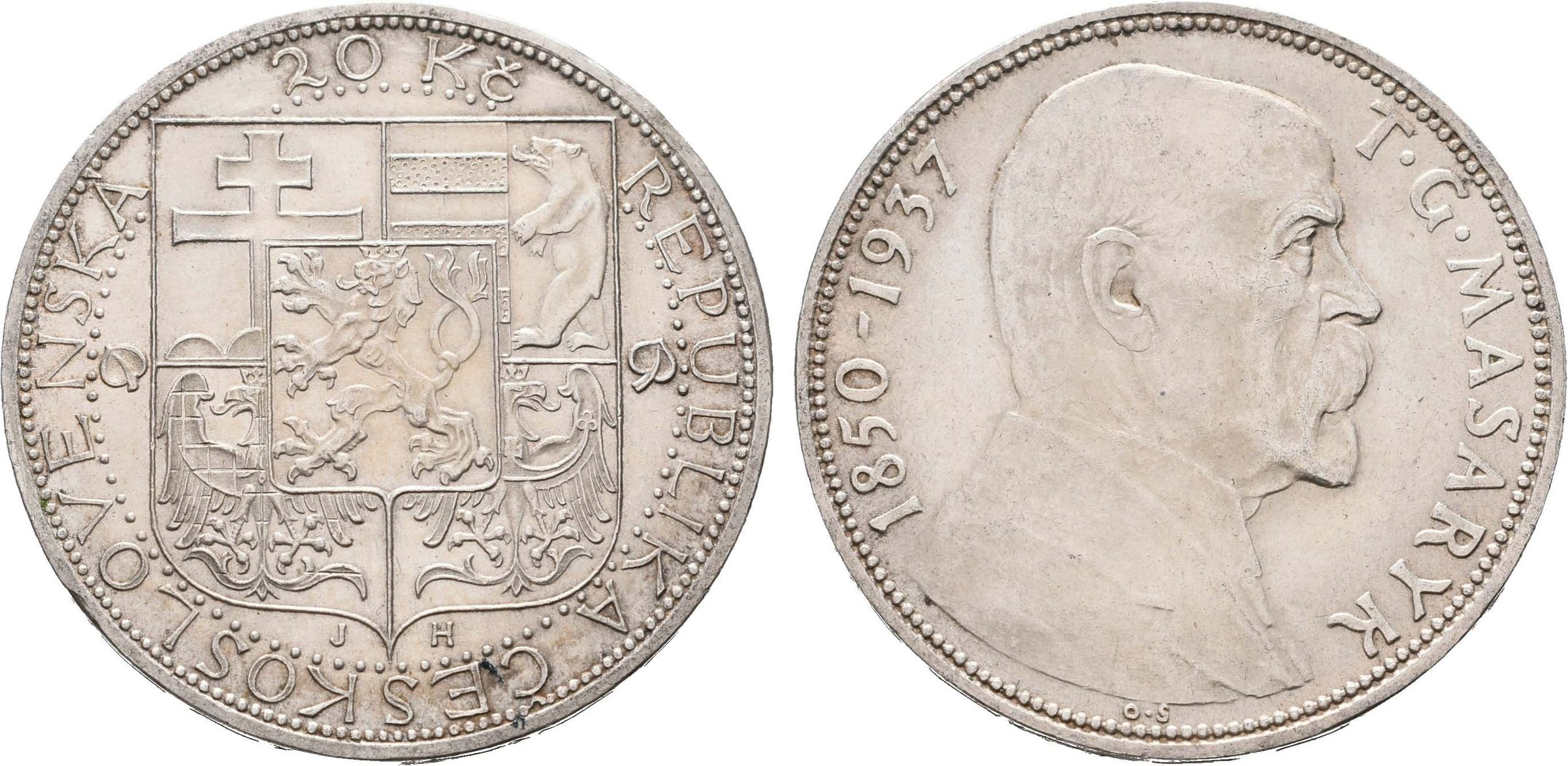 20 Koruna 1937 - T. G. Masaryk