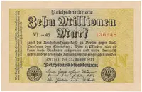 Německo, 10 Millionen Mark 1923, Ro.105a