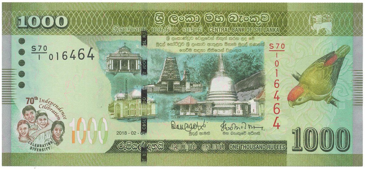 Srí Lanka, 1000 Rupees 2018, pamětní vydání, P.130