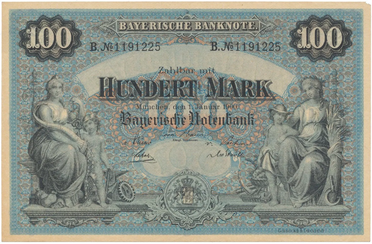 Německo, Bayern, 100 Mark 1900, Ros.BAY3