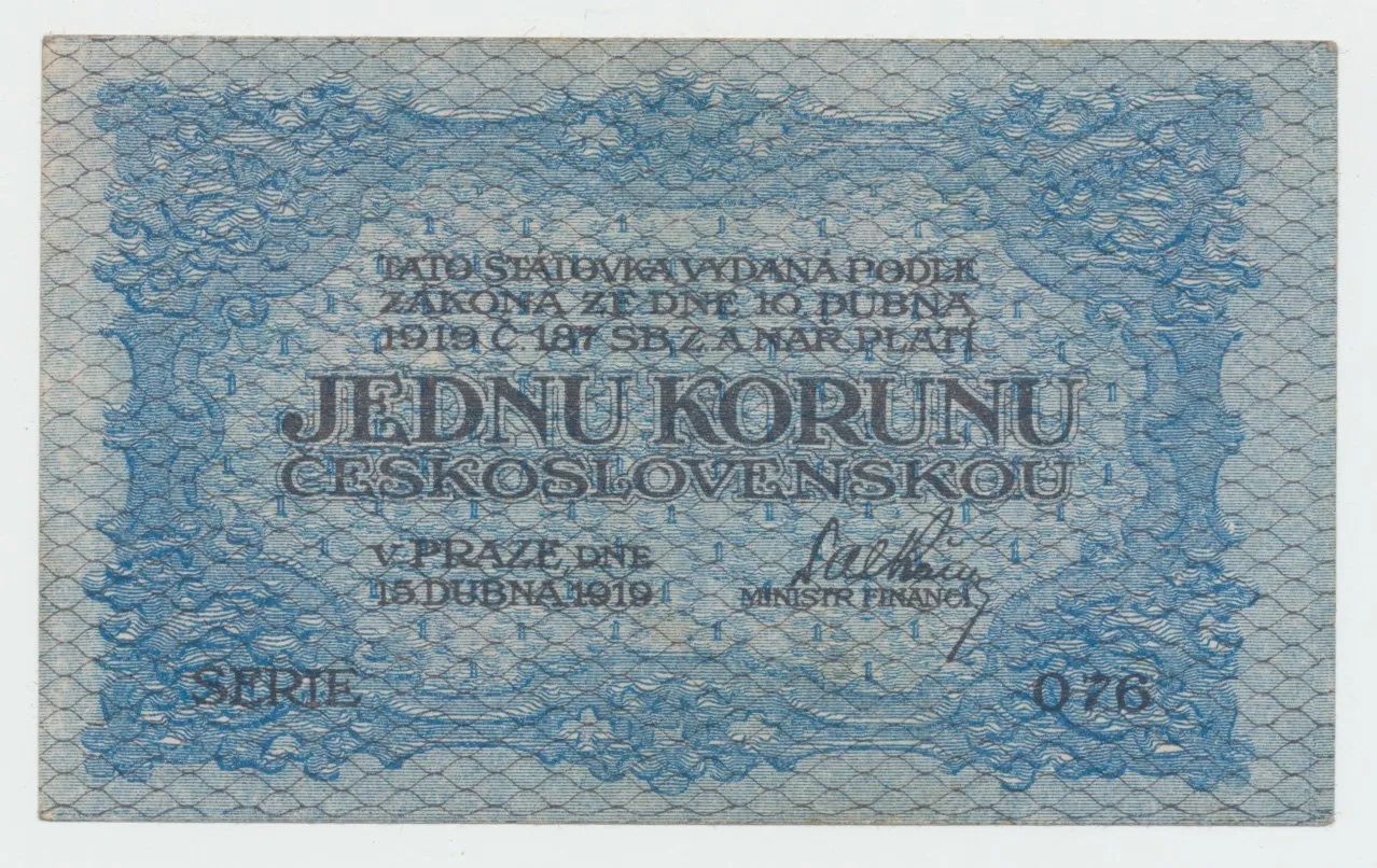 Československo, 1 Koruna 1919, série 076, Hej.7a
