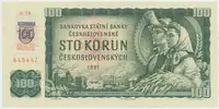 100 Koruna / 1961, kolkovaná 1993, série G 79, bankovní vzor, Hej.SK4bG.V1