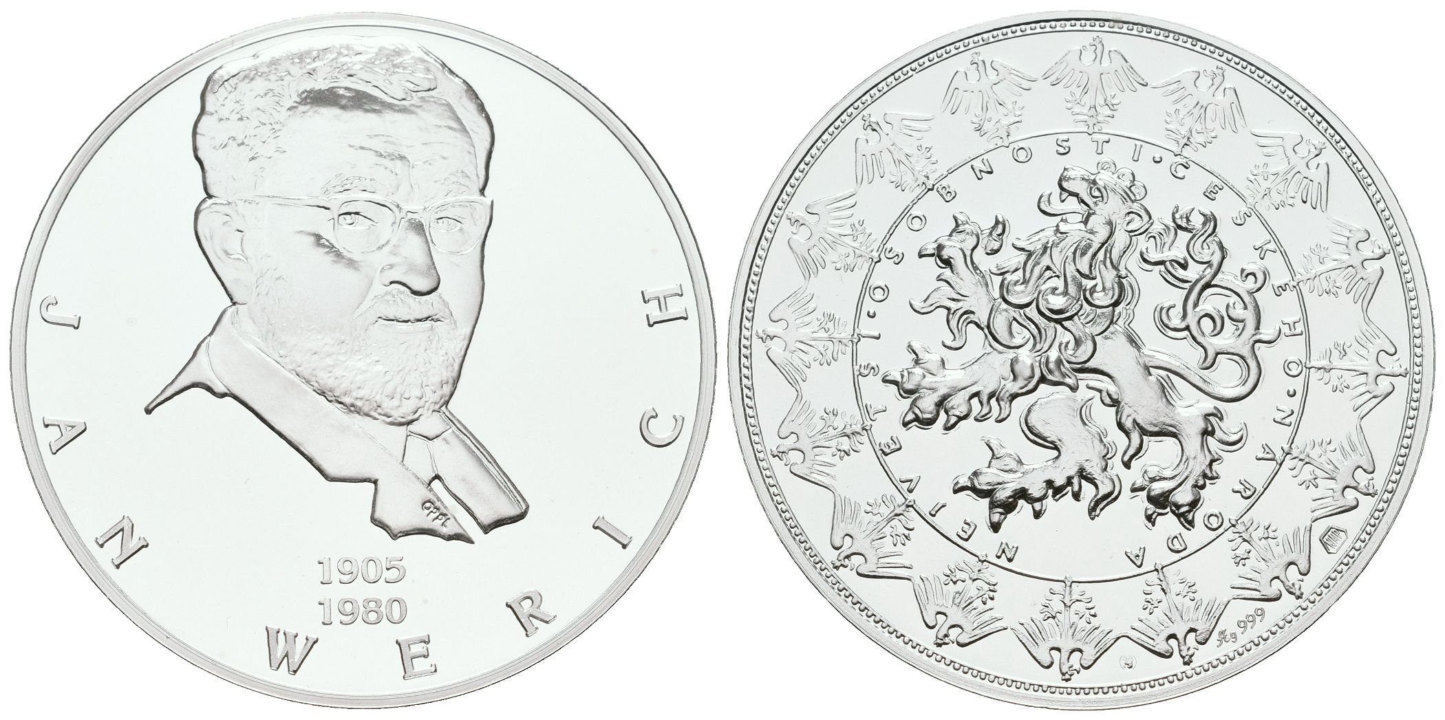 Stříbrná investiční medaile - Jan Werich - Ag 29 g - 999/1000 + Certifikát