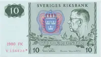 Švédsko, 10 Kronor 1980, náhradní série *, P.52r3