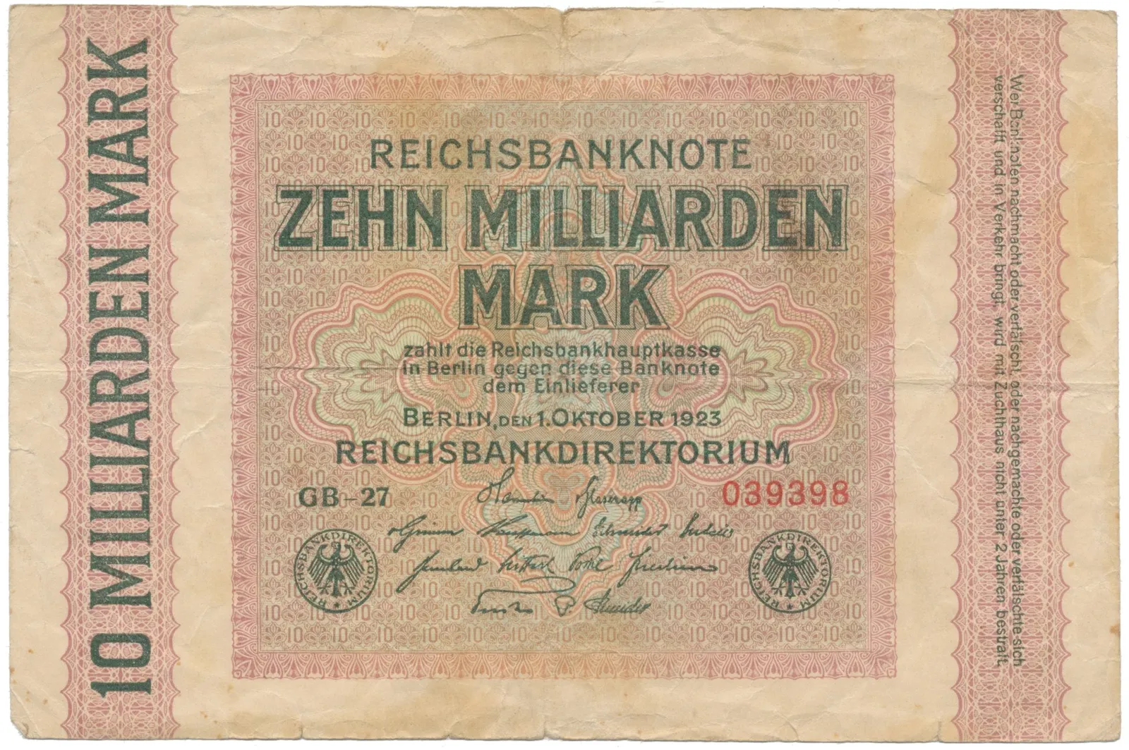 Německo, 10 Milliarden Mark 1923, Ro.114c