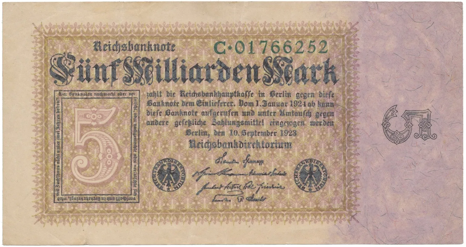 Německo, 5 Milliarden Mark 1923, Ro.112a