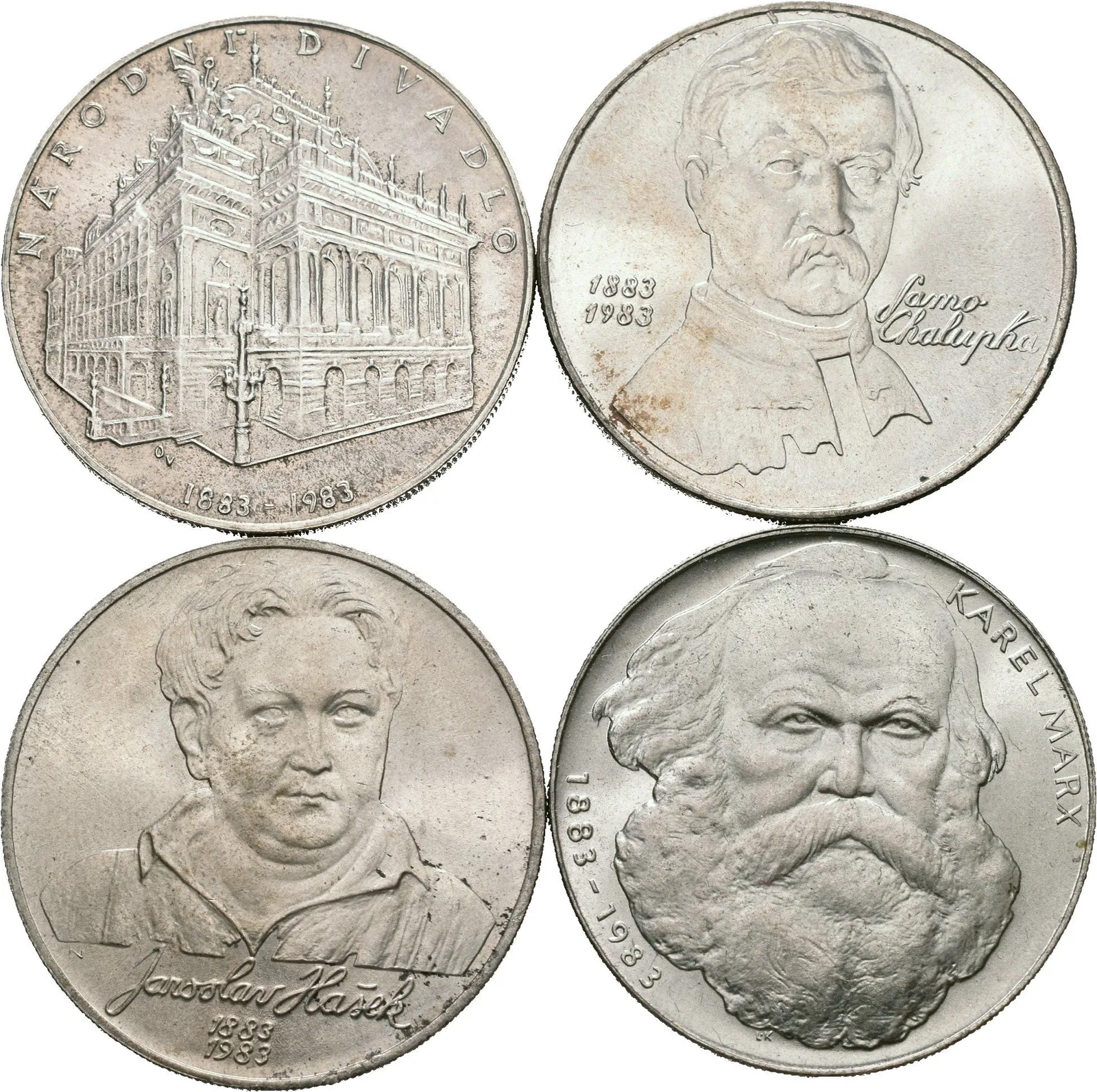 Soubor mincí - 100 Kčs 1983 - Národní divadlo, Karel Marx, Chalupka a Hašek, — 1