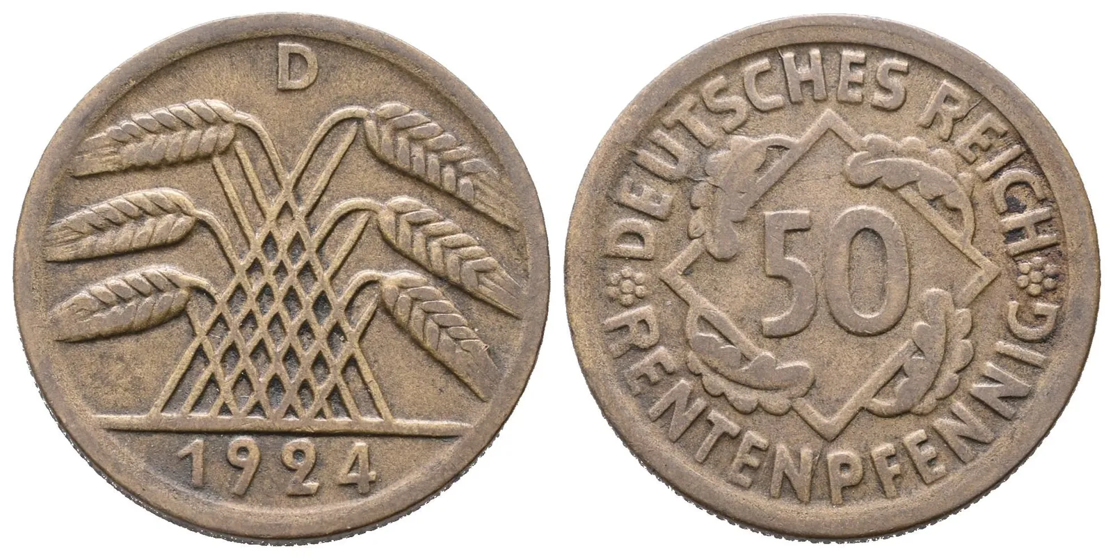 Výmar, 50 Rentenpfennig 1924 D