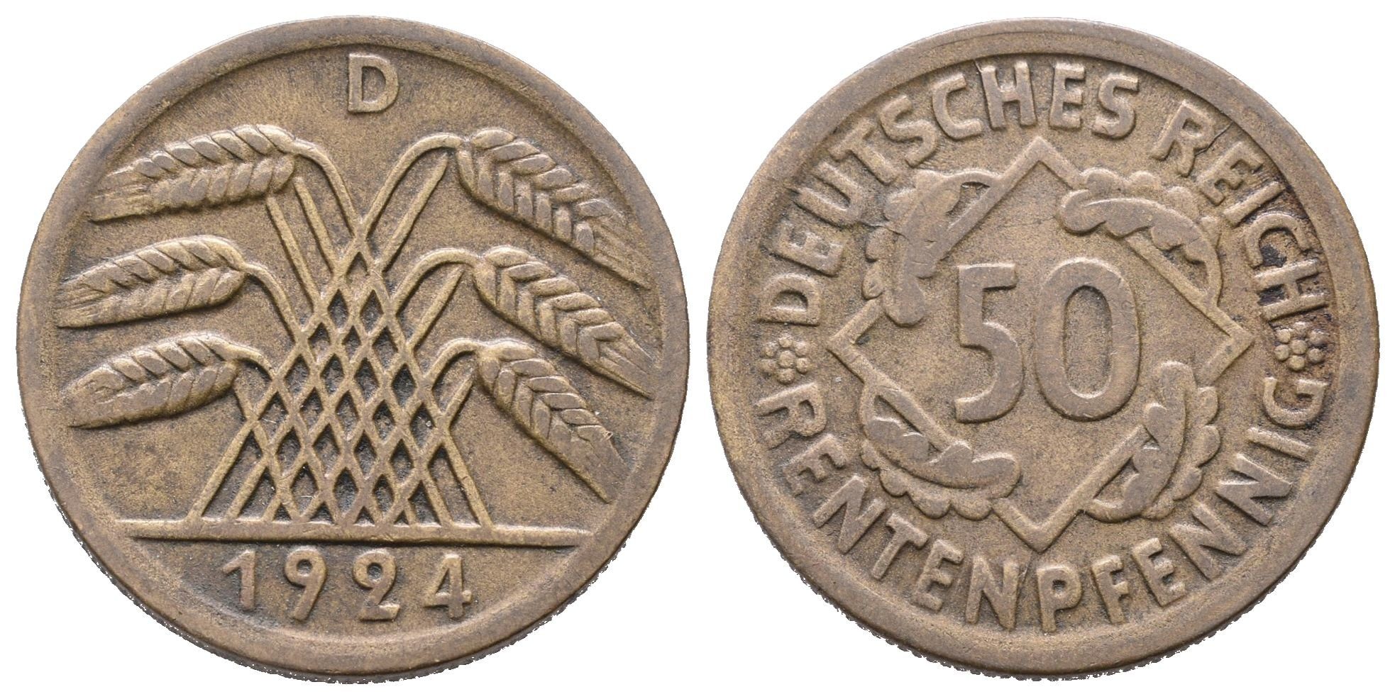 Výmar, 50 Rentenpfennig 1924 D