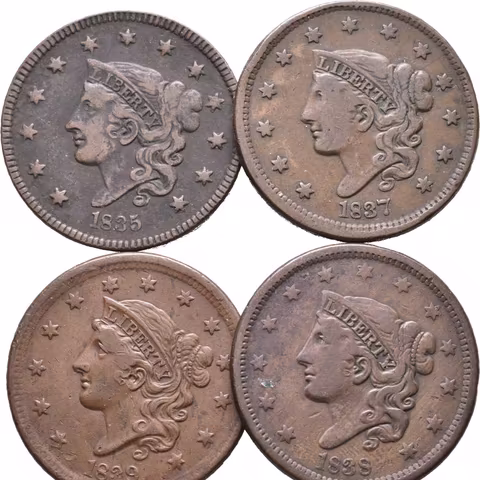 Soubor mincí - 1 Cent 1835, 1837, 1838 a 1839, KM.45.2,