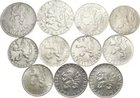 Soubor mincí 50 Kč 1947 - SNP, 1948 - Květen, 10 Kčs 1955 - Osvobození, — 2