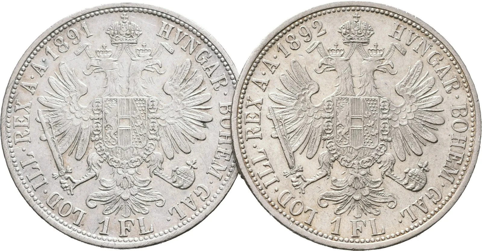 Zlatník 1891, 1892, patina, rysky, oběh_2 ks — 1