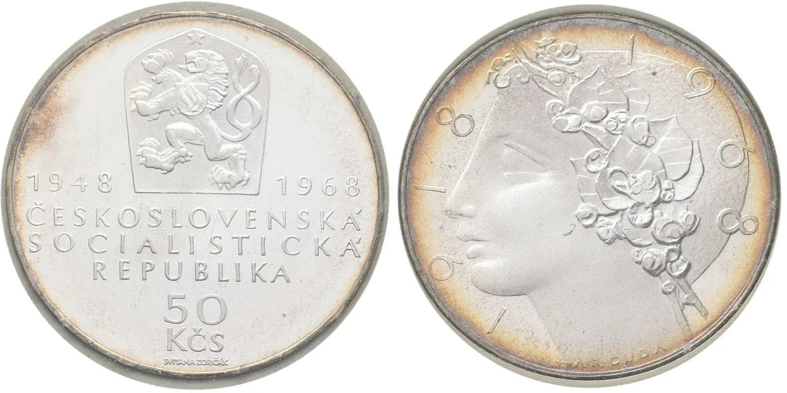 50 Kčs 1968 - 50. výročí Československé republiky, PROOF, vývozní etue