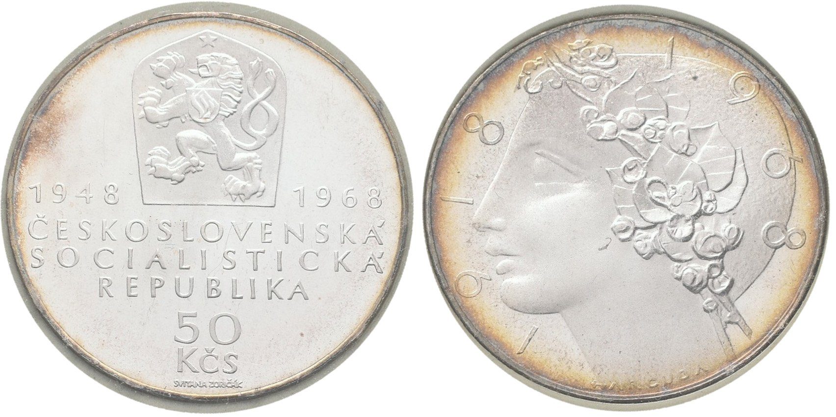 50 Kčs 1968 - 50. výročí Československé republiky, PROOF, vývozní etue