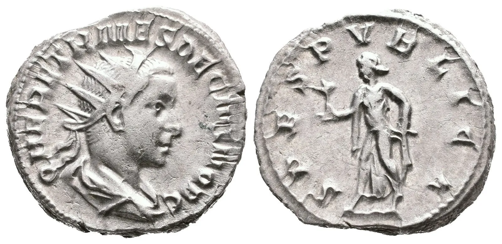 Antoninian, Rv: SPES PVBLICA, kráčející Spes doleva nese květinu, levou rukou — 1