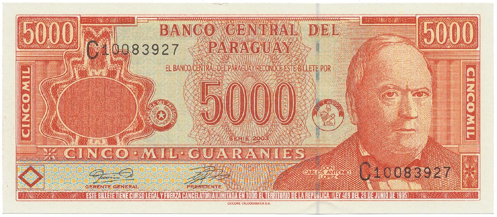 Paraguay, 5000 Guaranies 2003, P.220b