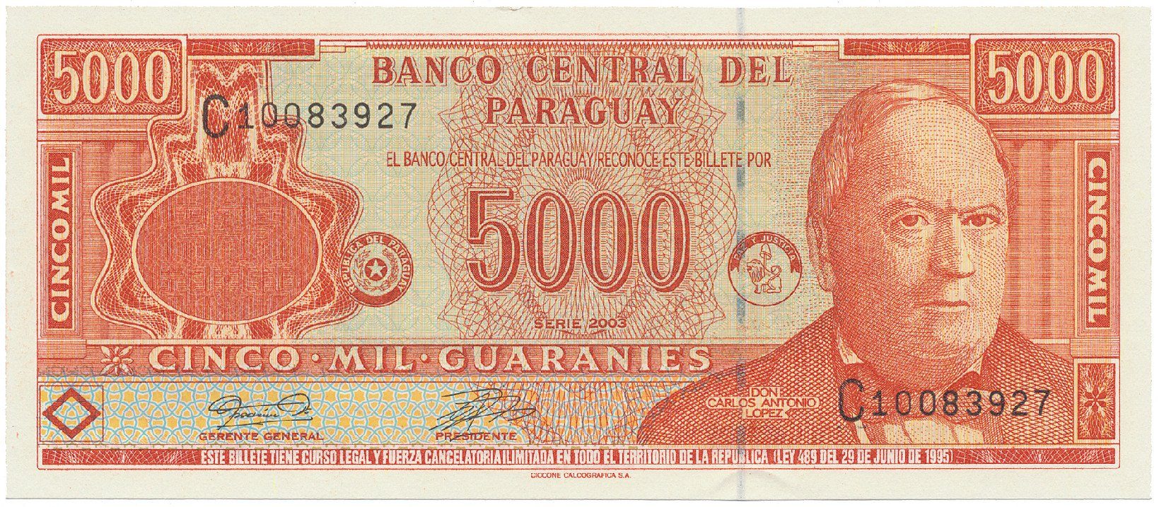 Paraguay, 5000 Guaranies 2003, P.220b