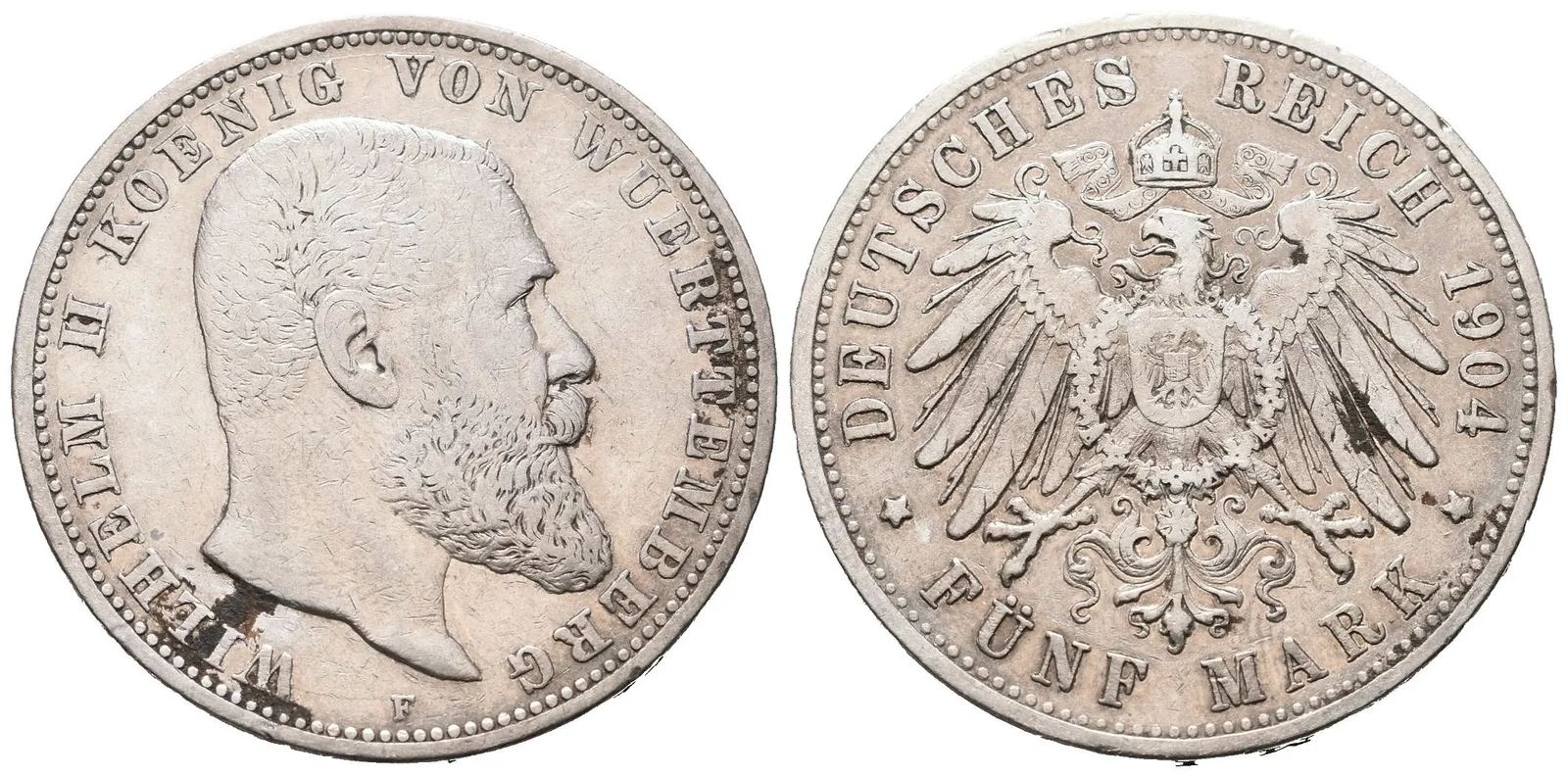 Württemberg, 5 Marka 1904 F