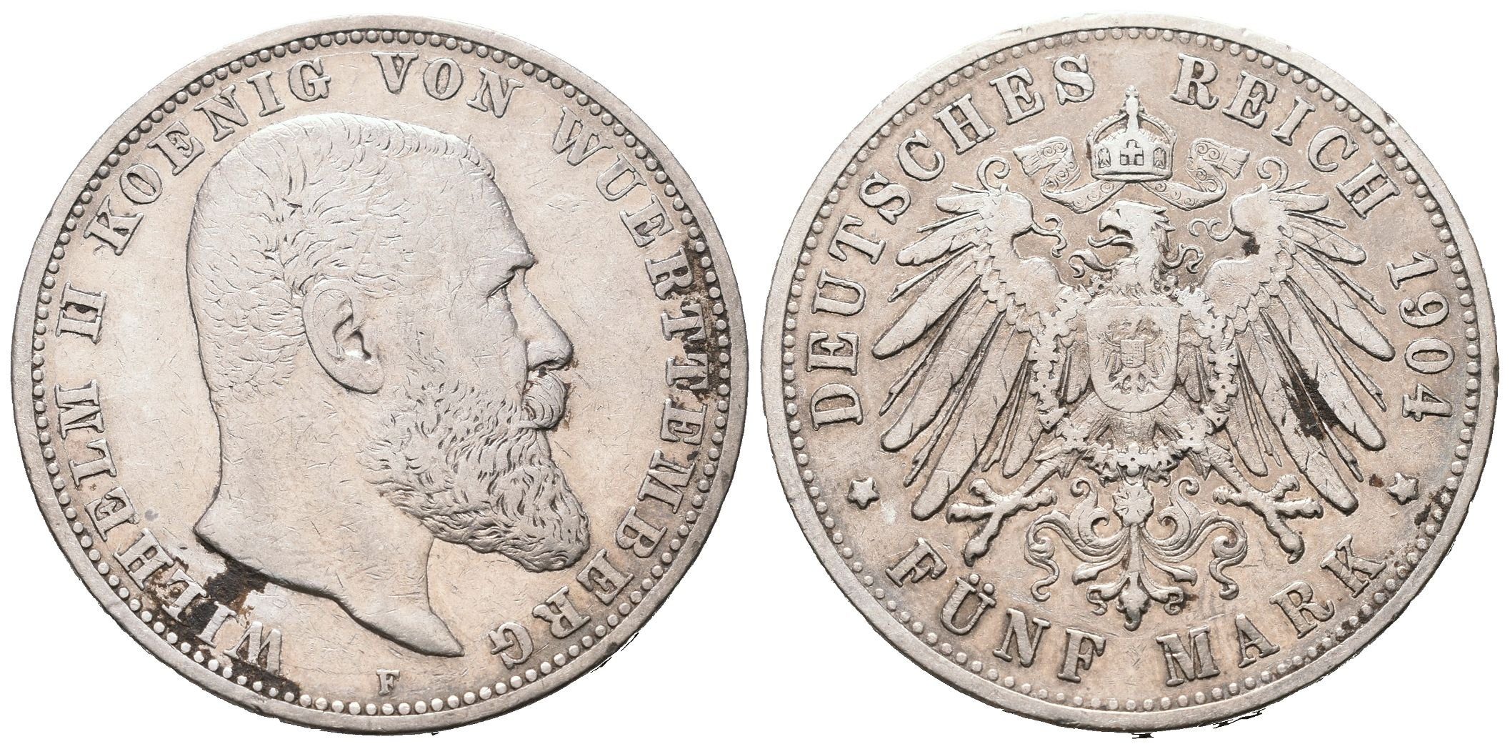 Württemberg, 5 Marka 1904 F