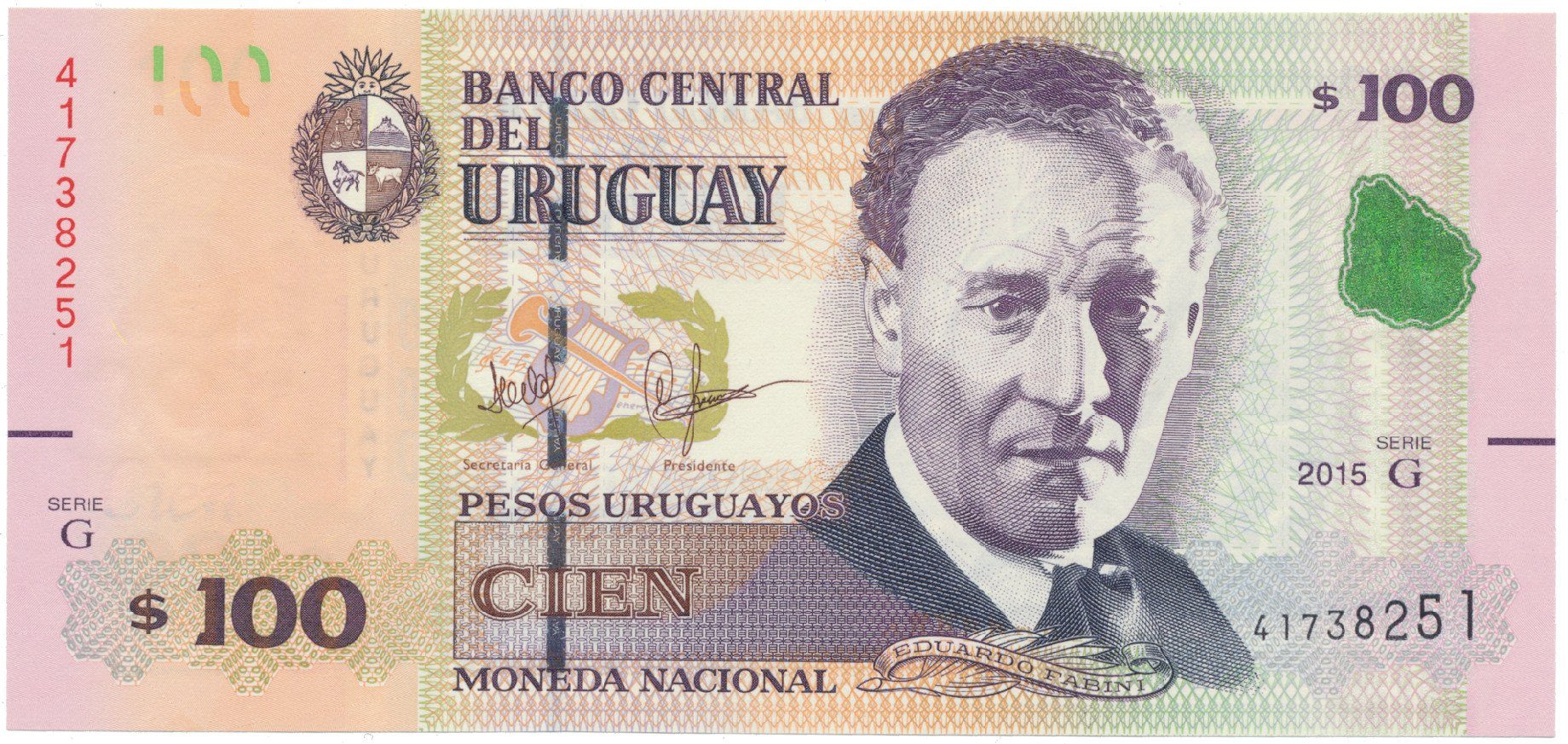 Uruguay, 100 Pesos Uruguayos 2015, P.95