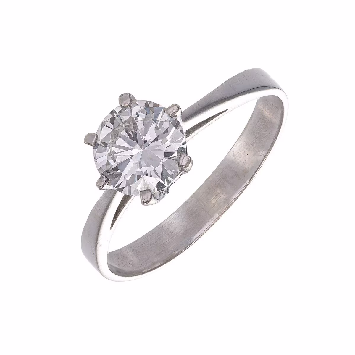 Zlatý prsten s briliantem 1,12 ct (vzácně bílý) - certifikováno