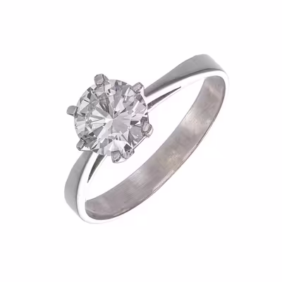 Zlatý prsten s briliantem 1,12 ct (vzácně bílý) - certifikováno