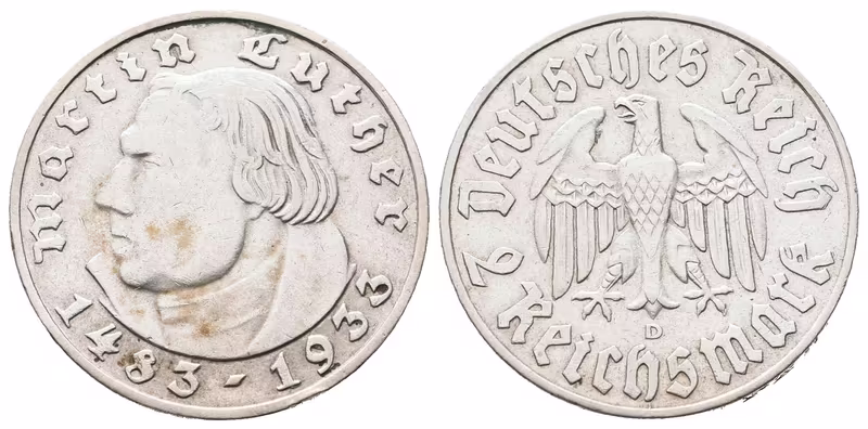 III. říše, 2 Marka 1933 D - Martin Luther