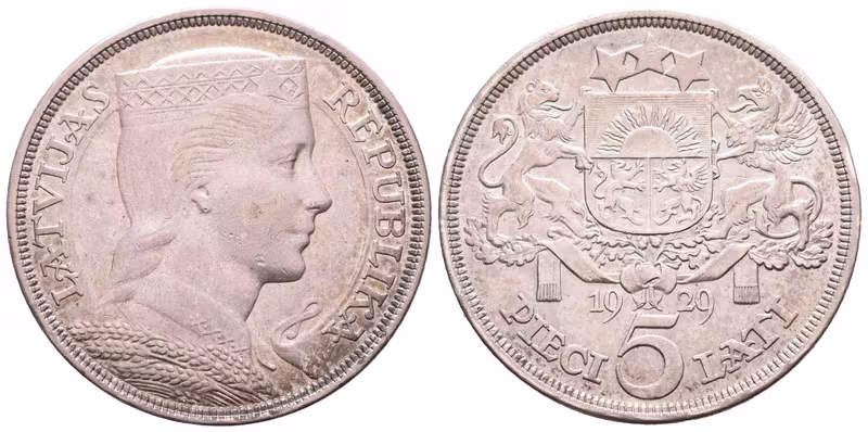 Lotyšsko, 5 Lats 1929