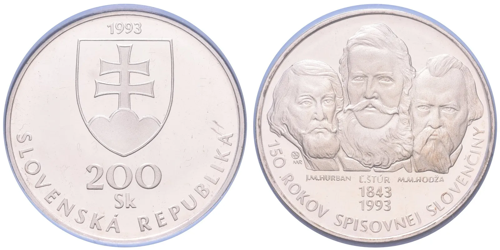 200 Sk 1993 - 150 let spisovné slovenštiny, Aurea.S12, pův. etue, — 1