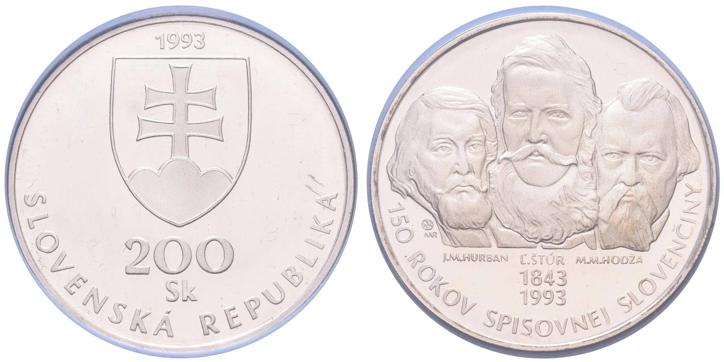 200 Sk 1993 - 150 let spisovné slovenštiny, Aurea.S12, pův. etue, — 1