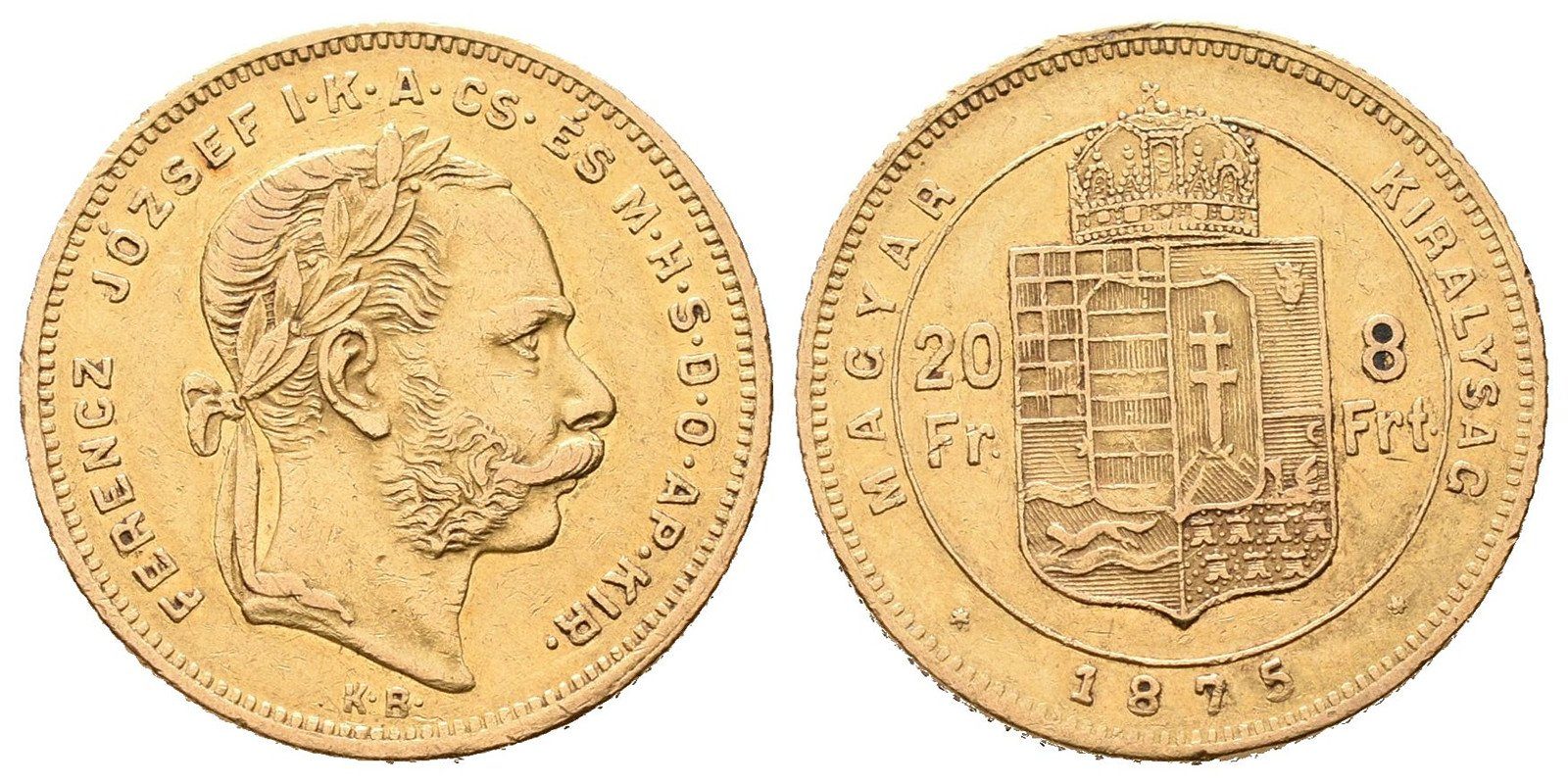 8 Zlatník / 20 Frank 1875 KB