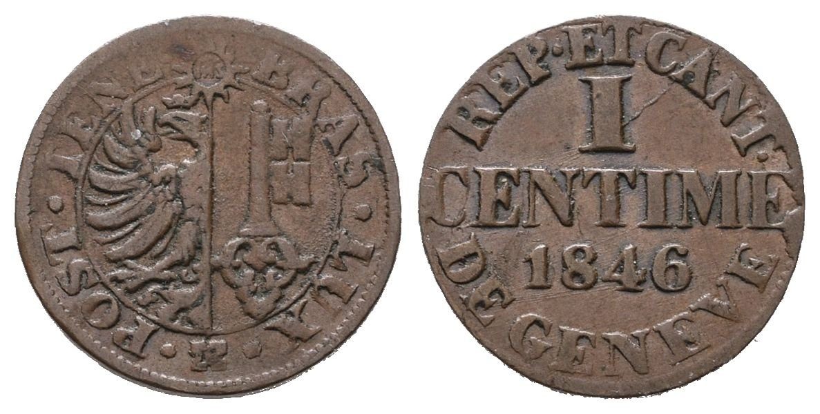 Švýcarsko - Ženeva, 1 Centime 1846
