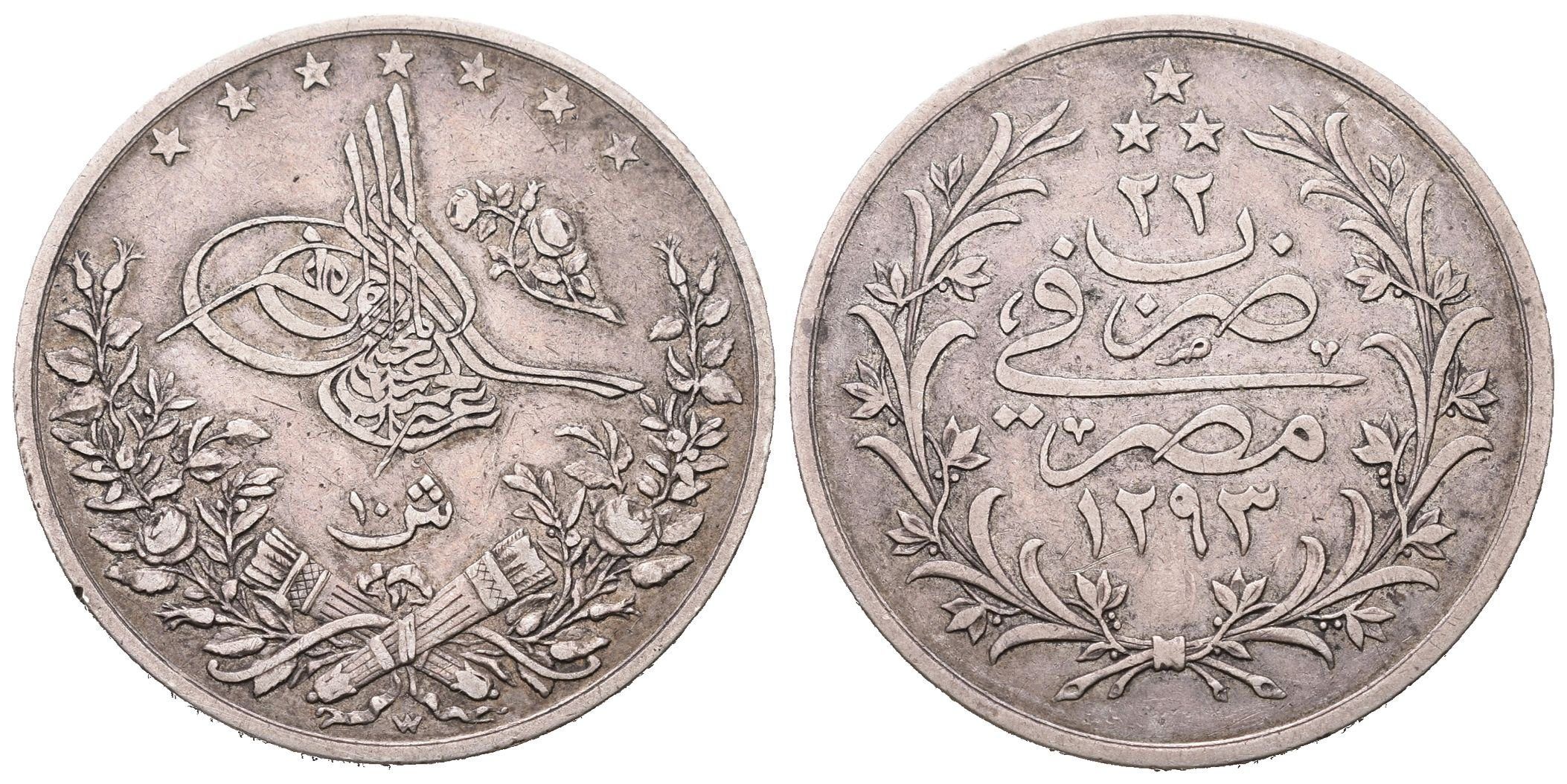 Egypt, 10 Qirsh AH 1293 (1896)
