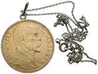 20 Koruna 1937 - T. G. Masaryk, záves, řetízek - fotografie 2