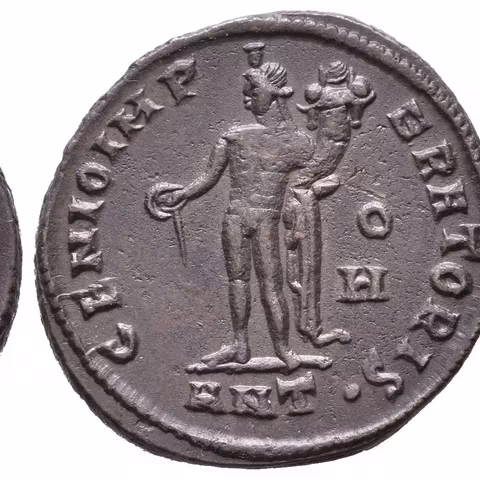Follis, Antiochia, 305 - 311, Rv: GENIO IMPERATORIS, stojící Genius zleva drží