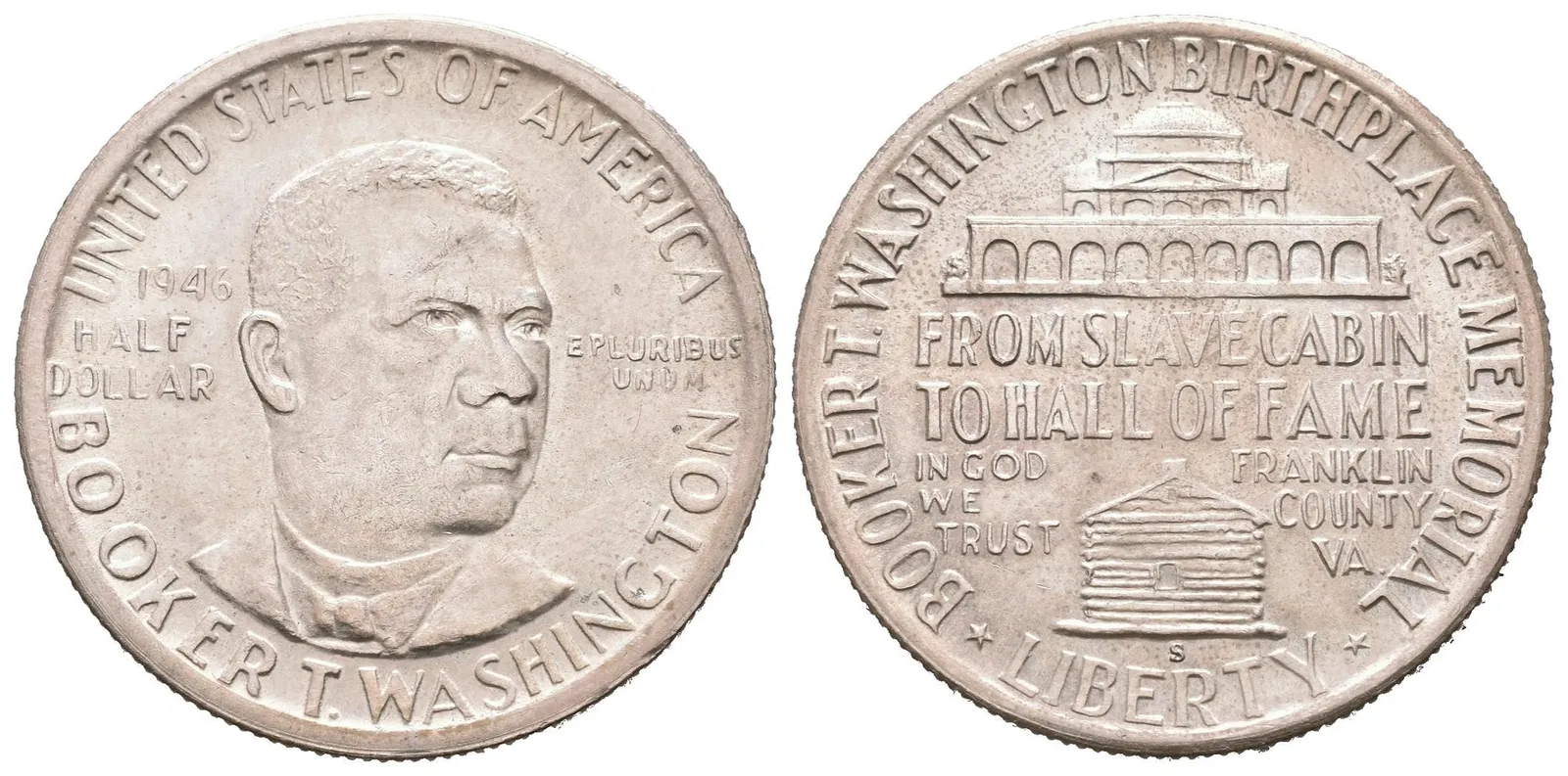 1/2 Dollar 1946 - Booker T. Washington, KM.198, velmi pěkná zachovalost, — 1