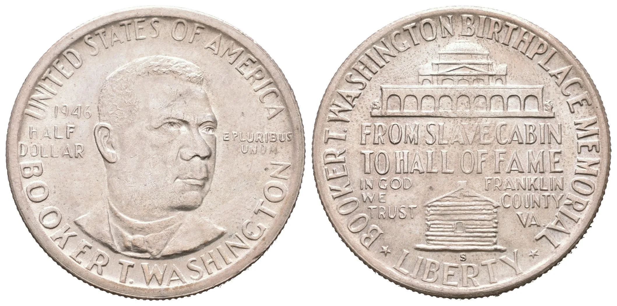 1/2 Dollar 1946 - Booker T. Washington, KM.198, velmi pěkná zachovalost, — 1