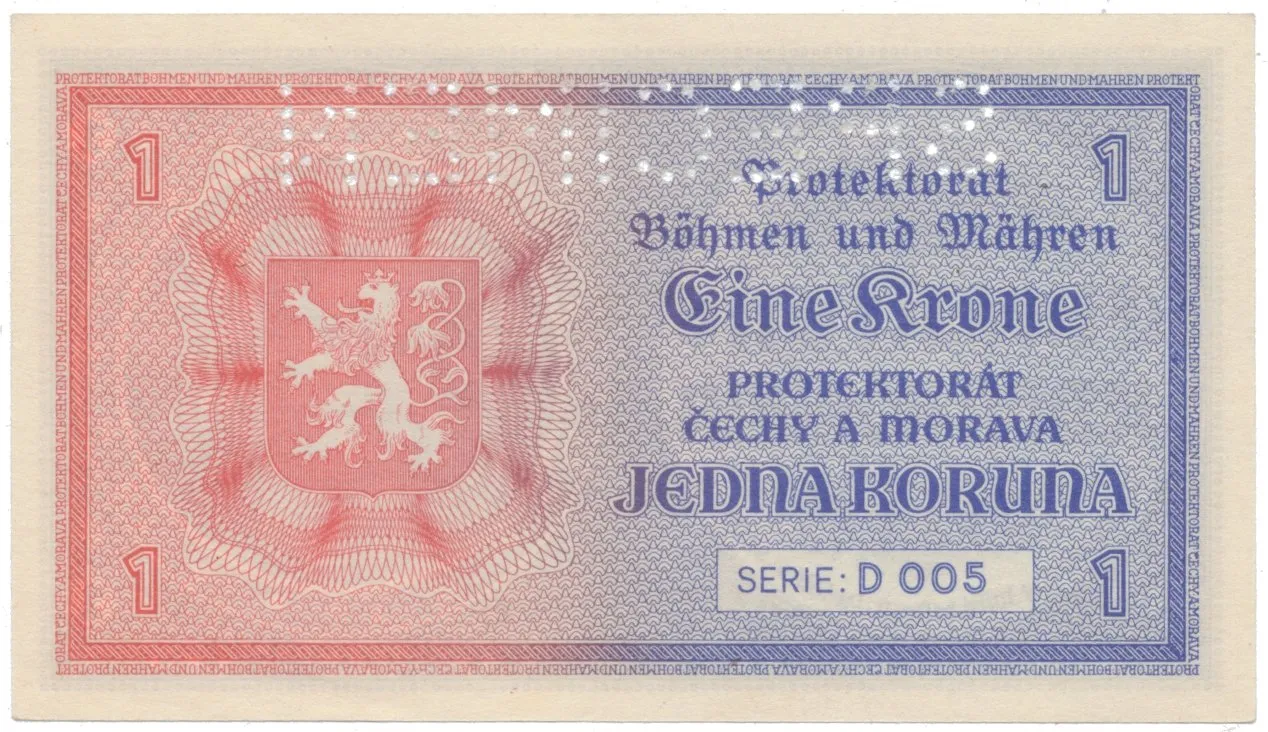 1 Koruna b.d. (1940), série D, SPECIMEN, Hej.30b.S1